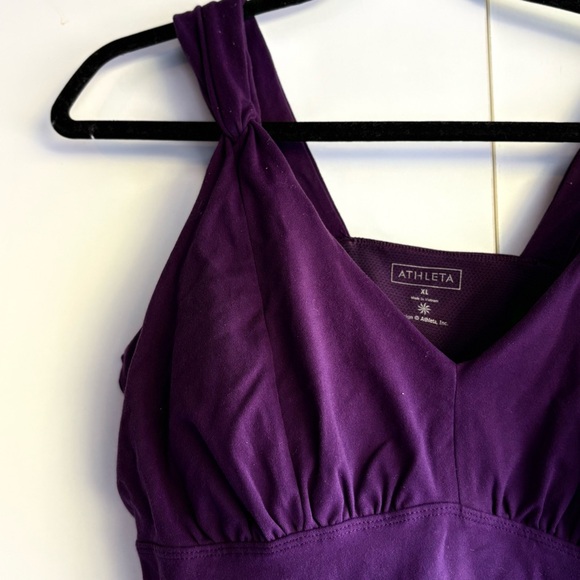 Athleta Vibrant Purple/Plum V-Neck Athletic Tank with Gathered Bust, Size XL - Picture 4 of 9